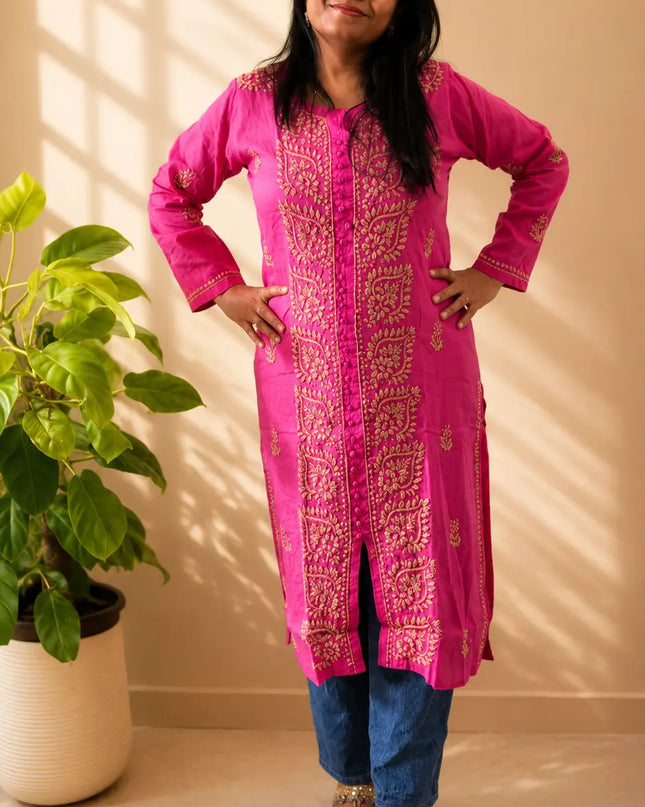 Handcrafted Pink Chikankari Kurti