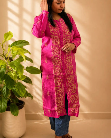 Handcrafted Pink Chikankari Kurti