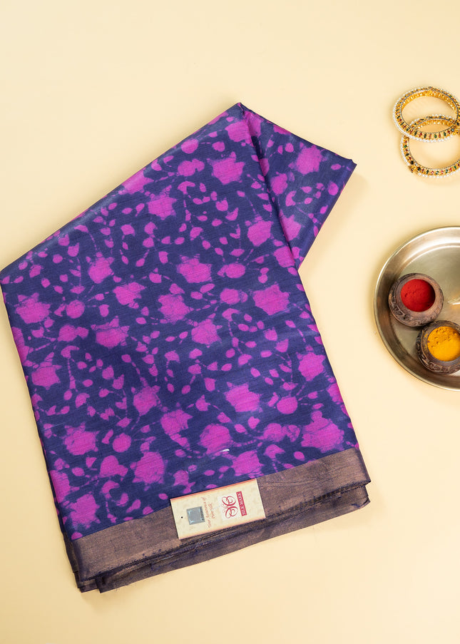 Natural Tie/Dye Purple Pure Kosa Silk Saree with Blouse (Silk Mark Certified)