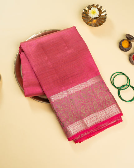 Pink Mix Kosa Silk Saree with Gold Zari Border with blouse