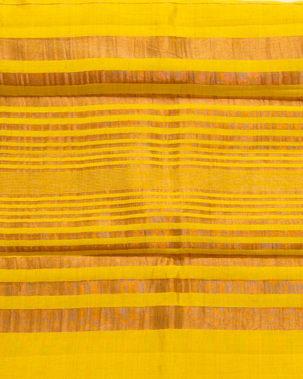 Yellow Mix Kosa Silk Saree with Traditional Elephant Motif Border with blouse