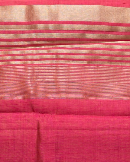 Pink Mix Kosa Silk Saree with Gold Zari Border with blouse