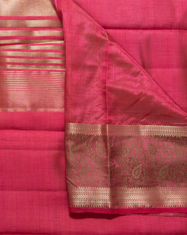 Pink Mix Kosa Silk Saree with Gold Zari Border with blouse