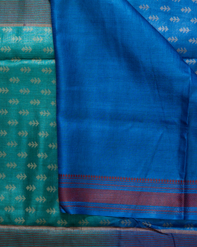 Double Shade Pure Kosa Silk Saree with Booti Print with Blouse (Silk Mark Certified)