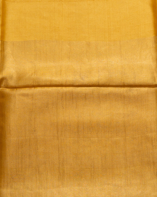 Handpainted Yellow Pue Kosa Silk Elephant Theme Saree with Artistic Pallu with Blouse (Silk Mark provided)