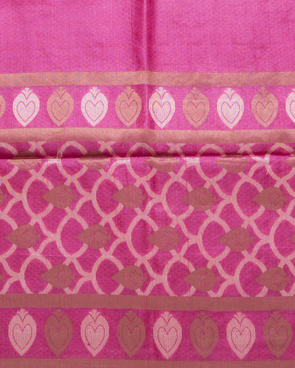 Pink Pure Kosa Silk Saree Tribal Machine Embroidery with blouse (Silk Mark provided)