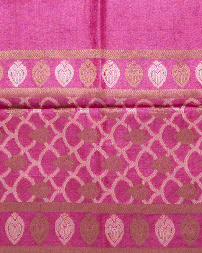 Pink Pure Kosa Silk Saree Tribal Machine Embroidery with blouse (Silk Mark provided)