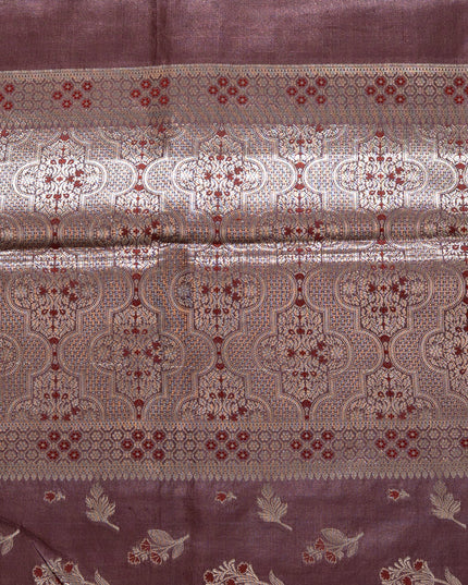 Maroon Pure Kosa Silk Saree with Golden Zari Weaving with blouse (Silk Mark provided)