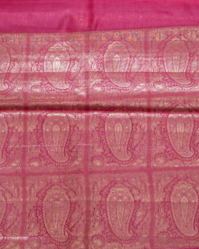 Magenta Pure Kosa Silk Saree with Golden Zari Weaving with blouse (Silk Mark provided)
