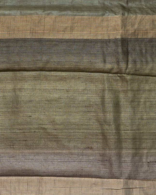 Mustard Yellow Pure Kosa Silk All Over Machine-Embroidery with Contrast Pallu & blouse (Silk Mark provided)