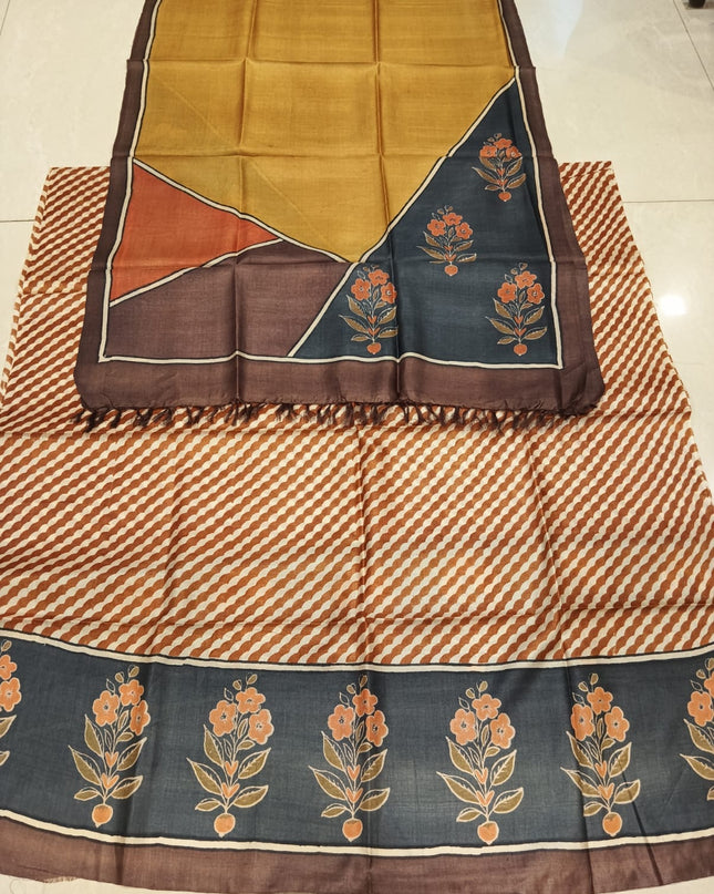 Pure Kosa Silk Printed Kurti & Dupatta Set | Premium Ethnic Dress Material