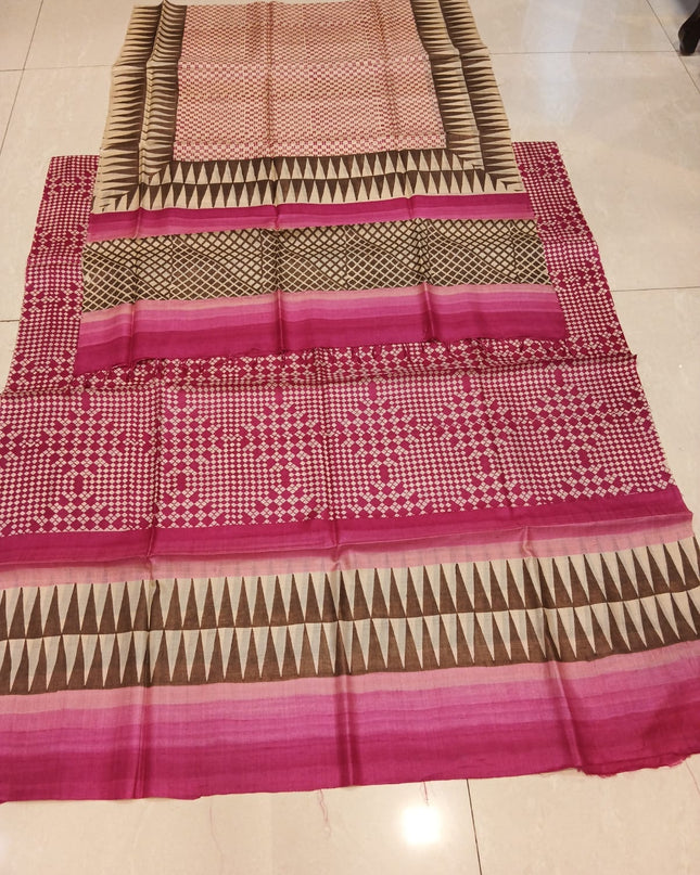 Pure Kosa Silk Printed Kurti & Dupatta Set | Premium Ethnic Dress Material