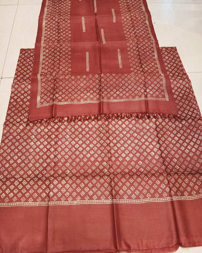 Pure Kosa Silk Printed Kurti & Dupatta Set | Premium Ethnic Dress Material