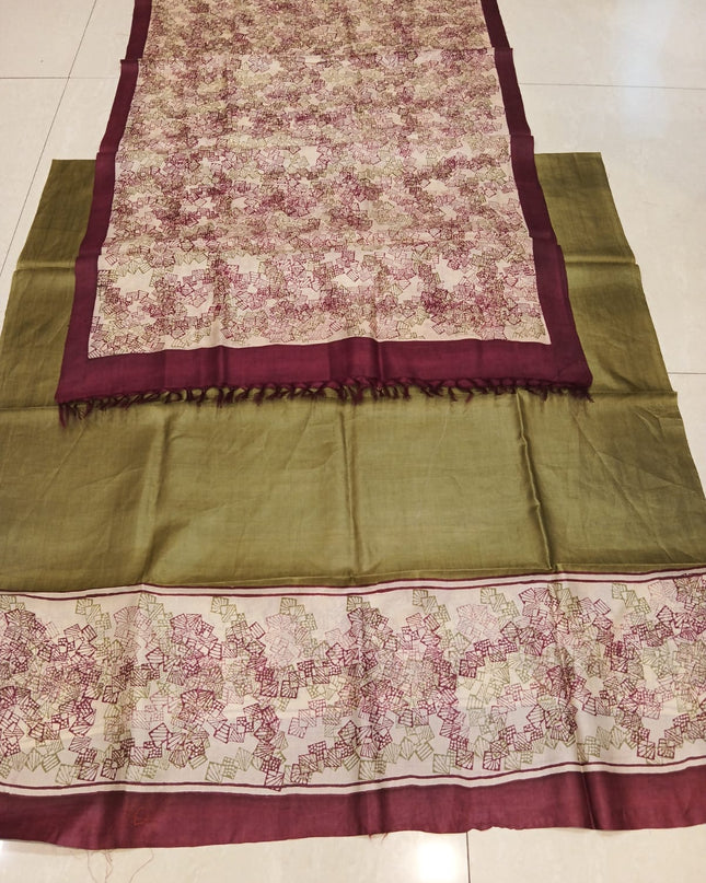 Pure Kosa Silk Printed Kurti & Dupatta Set | Premium Ethnic Dress Material