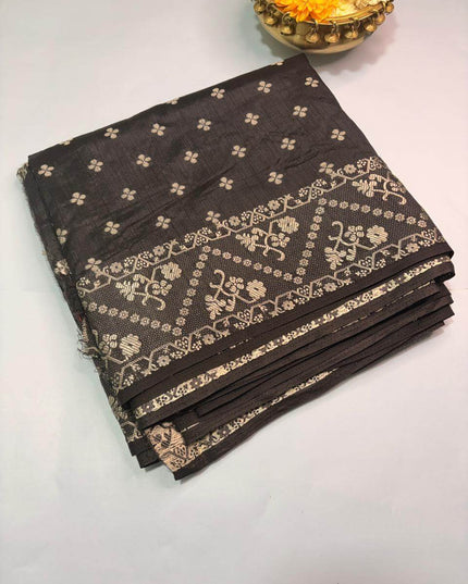Black Mix Kosa Silk Saree with Gold Zari Motifs & Rich Pallu - Kanishk Silk