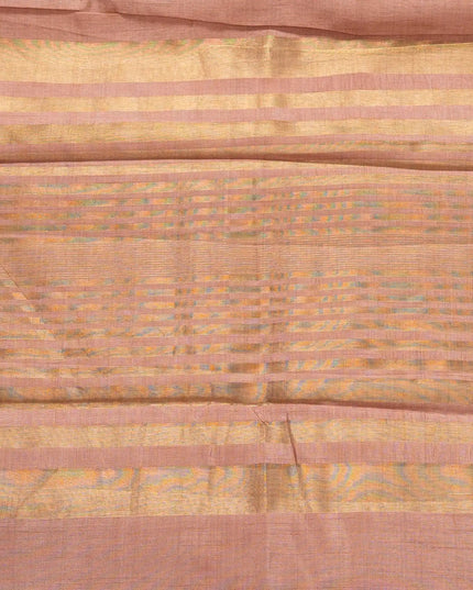 Dusty Rose Kosa Silk Saree With Woven Floral Border - Kanishk Silk