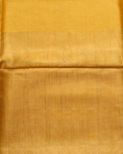 Handpainted Yellow Pue Kosa Silk Elephant Theme Saree (Silk Mark Certified) - Kanishk Silk