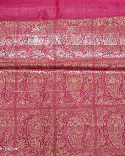 Magenta Pure Kosa Silk Saree with Golden Zari Weaving with blouse (Silk Mark certified) - Kanishk Silk