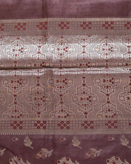 Maroon Pure Kosa Silk Saree with Golden Zari Weaving with blouse (Silk Mark certified) - Kanishk Silk