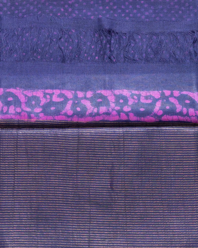 Natural Tie/Dye Purple Pure Kosa Silk Saree with Blouse (Silk Mark certified) - Kanishk Silk