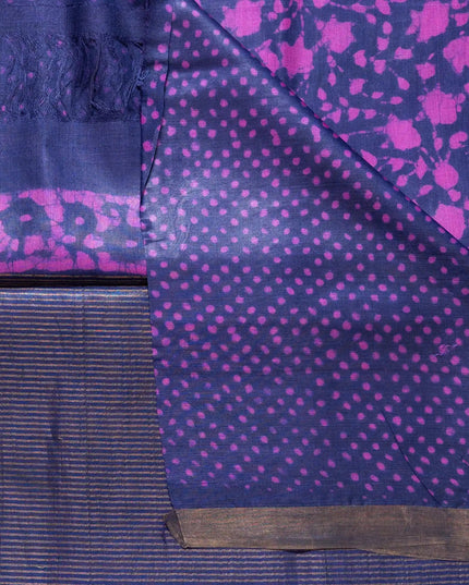 Natural Tie/Dye Purple Pure Kosa Silk Saree with Blouse (Silk Mark certified) - Kanishk Silk