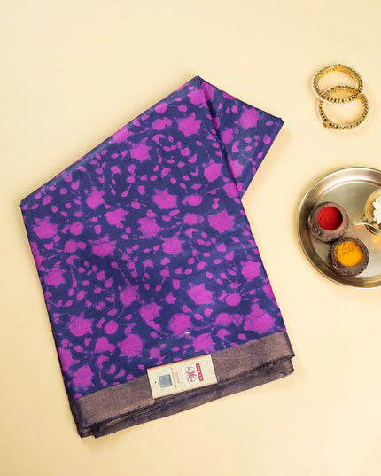 Natural Tie/Dye Purple Pure Kosa Silk Saree with Blouse (Silk Mark certified) - Kanishk Silk