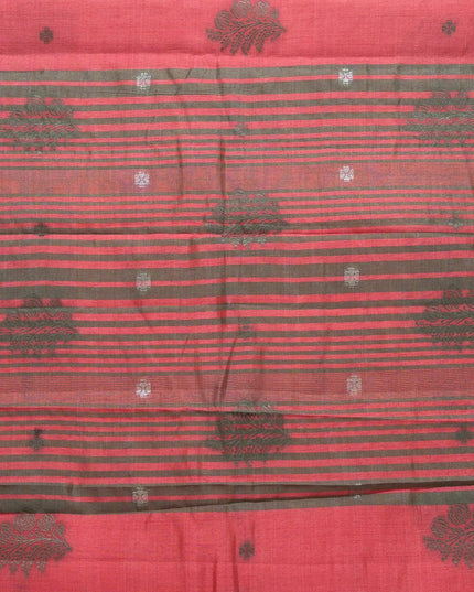 Pink Mix Kosa Silk Saree with Silver Motif Weave with Blouse - Kanishk Silk