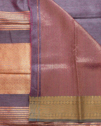 Plum Purple Mix Kosa Silk Saree with Blouse - Kanishk Silk