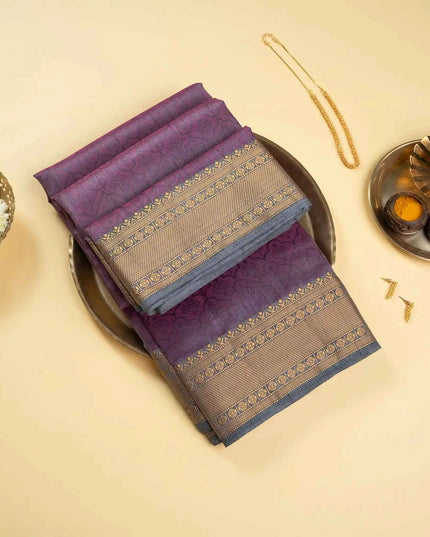 Plum Purple Mix Kosa Silk Saree with Blouse - Kanishk Silk