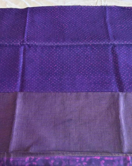 Purple Pure Kosa Silk Saree with Natural Tie - Dye with Blouse (Silk Mark Certified) - Kanishk Silk