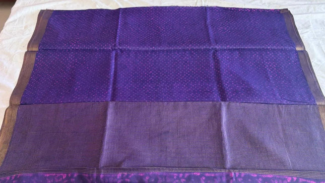 Purple Pure Kosa Silk Saree with Natural Tie - Dye with Blouse (Silk Mark Certified) - Kanishk Silk