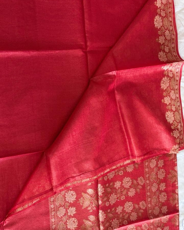 Royal Blue Pure Kosa Silk Saree with Plain Body & Woven Floral Silver Border with Blouse (Silk Mark Certified) - Kanishk Silk