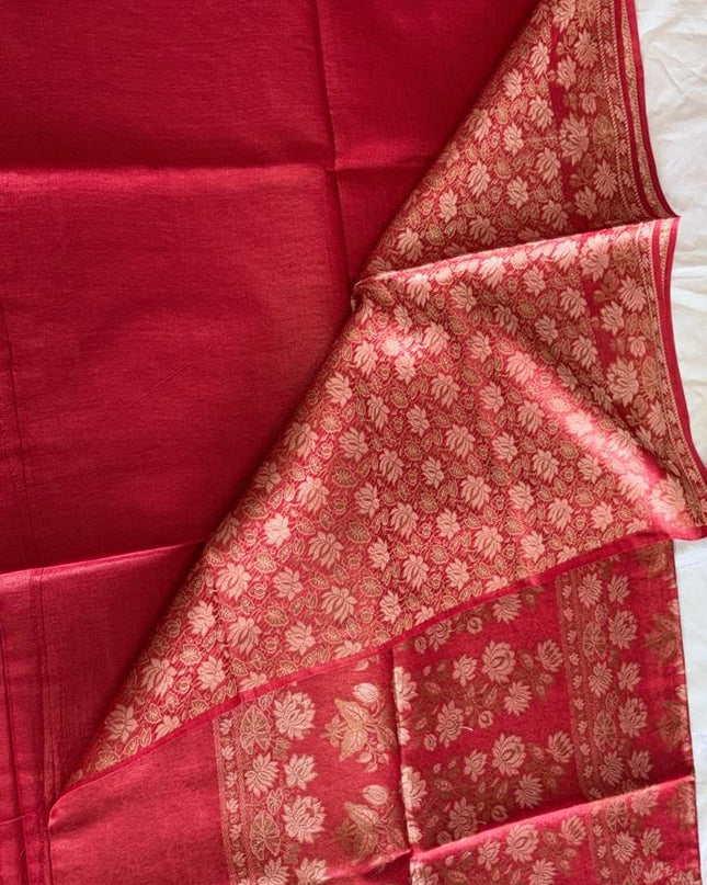Royal Blue Pure Kosa Silk Saree with Plain Body & Woven Floral Silver Border with Blouse (Silk Mark Certified) - Kanishk Silk