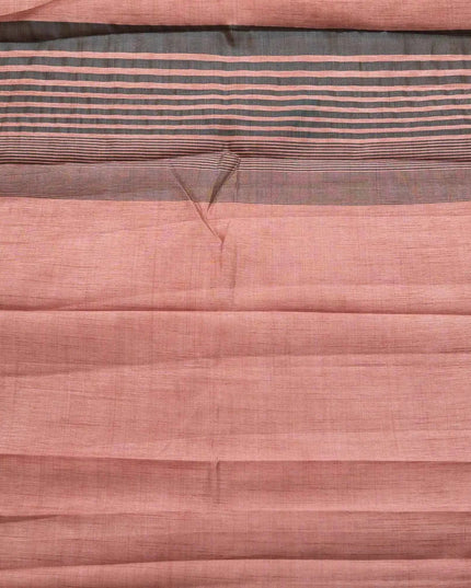 Rust Brown Mix Kosa Silk Saree & Black Warli Art Border with blouse - Kanishk Silk
