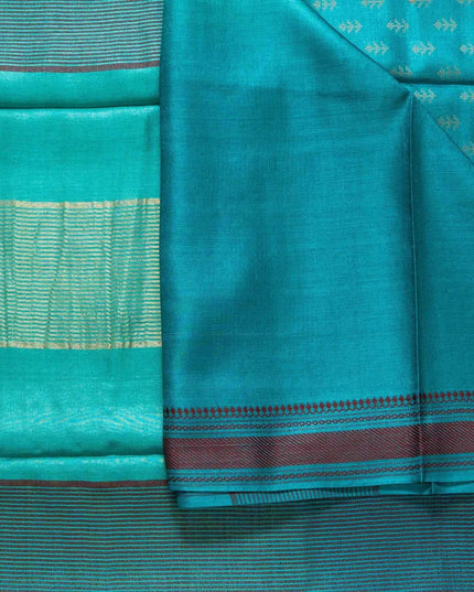 Three Shaded Teal Kosa Silk Saree with Tiny Buti Motifs with Blouse (Silk Mark certified) - Kanishk Silk